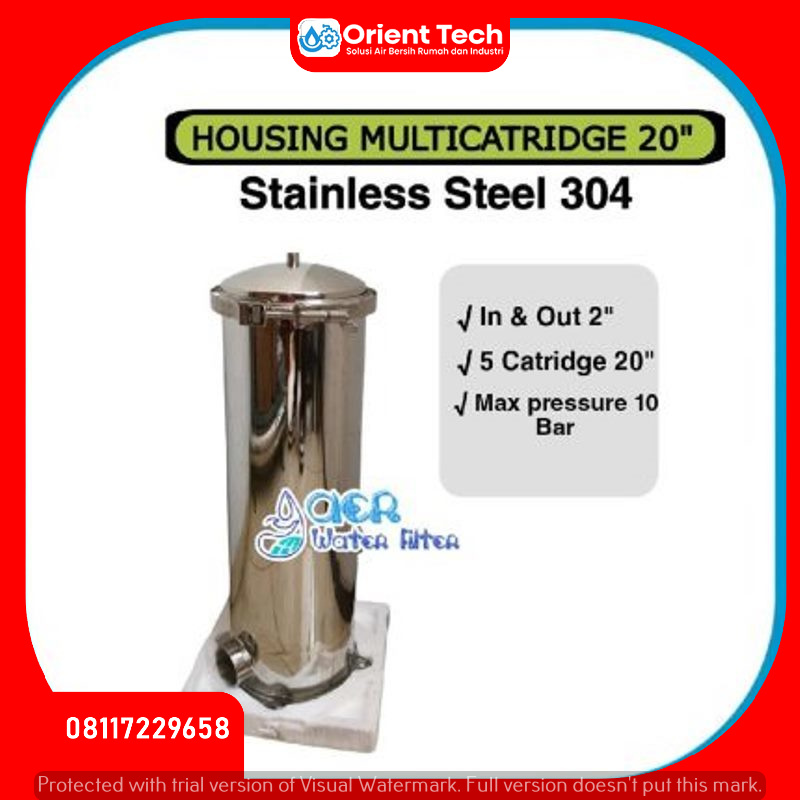 Jual Housing Filter Stainless Steel Multicartridge 20 Inch (Isi 5 Cartridge)