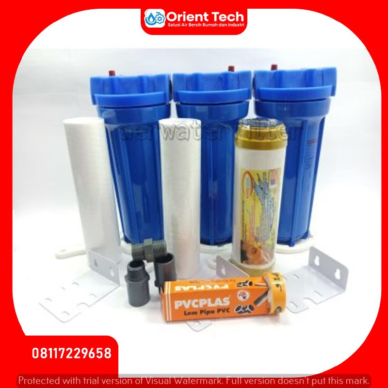Jual Paket Filter Air Berpasir, Keruh dan Berkapur - Housing Biru
