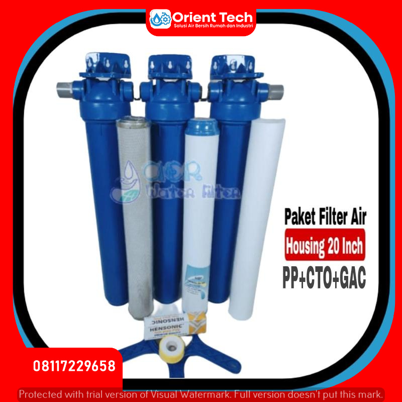 Jual Paket Filter air PDAM Housing 20 inch – PP+GAC+CTO