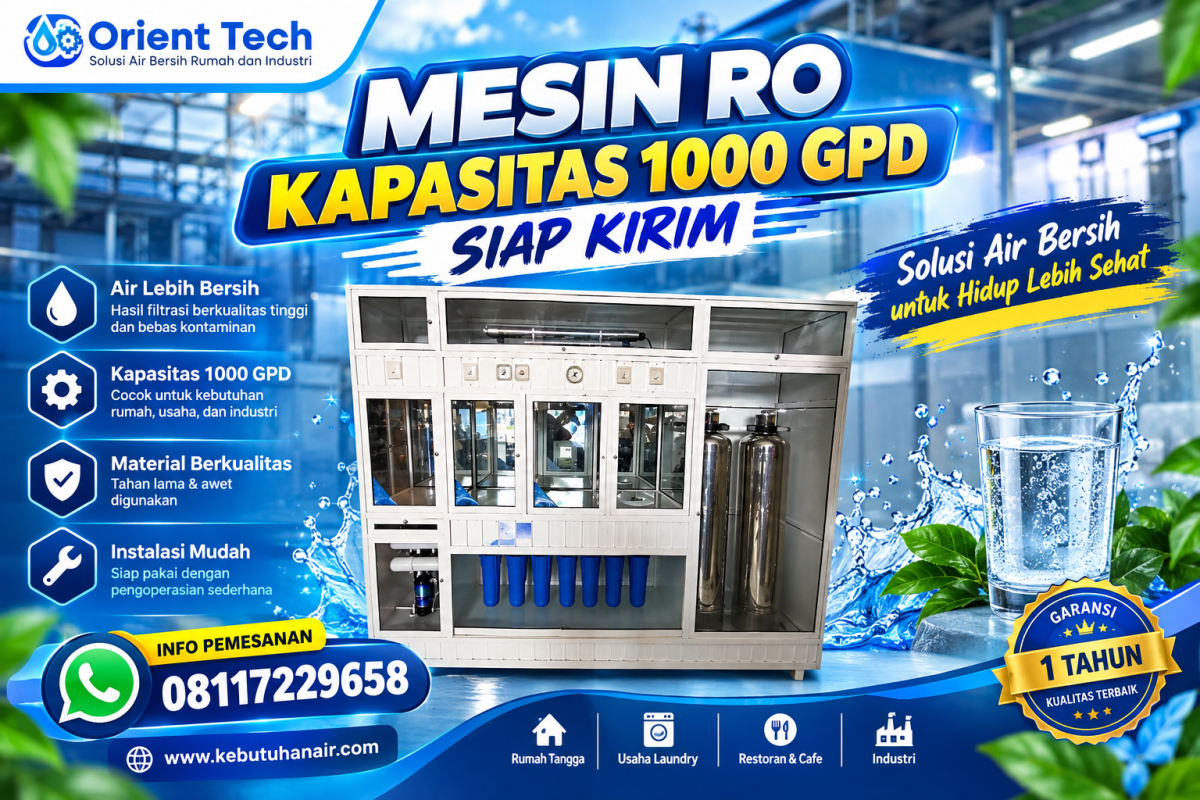 Mesin RO Kapasitas 1000 GPD Siap Kirim