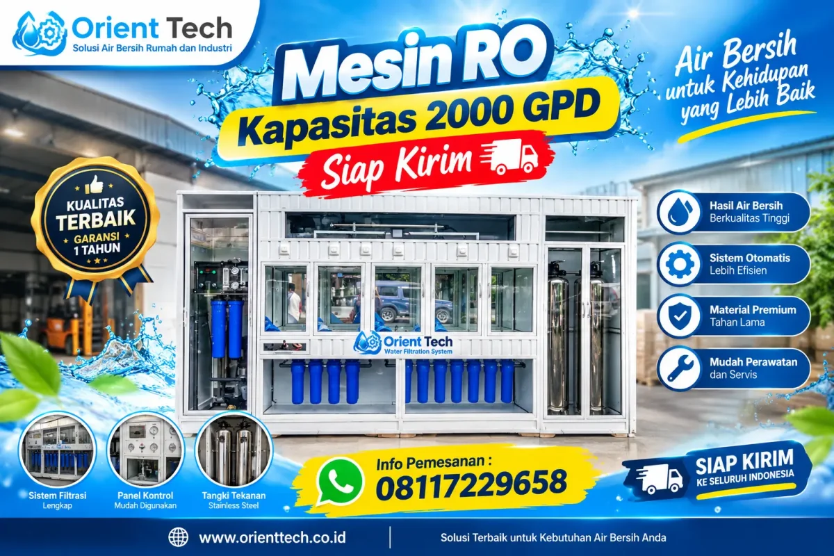 Mesin RO Kapasitas 2000 GPD Siap Kirim