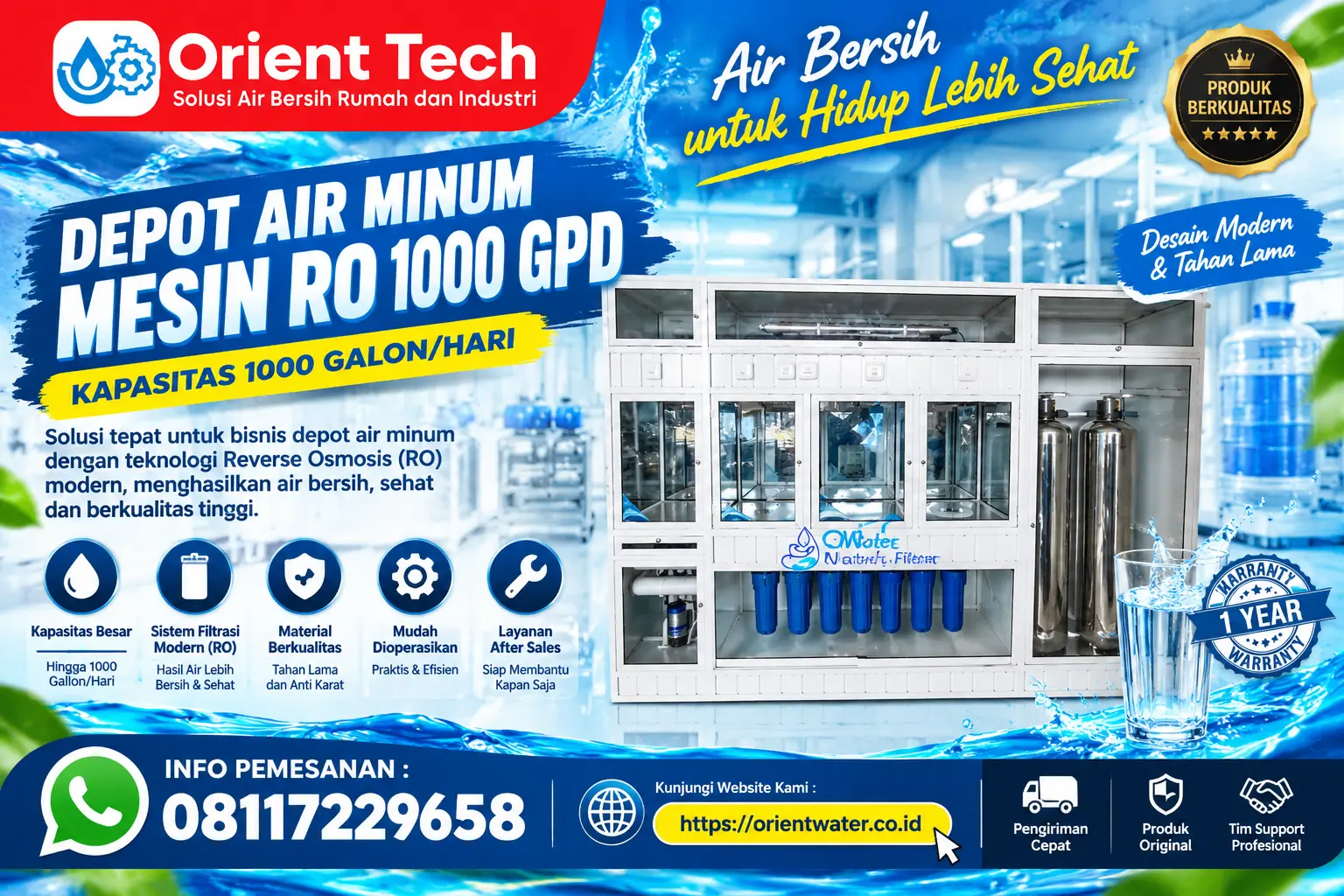 Jual Depo Air Minum Mesin RO 1000 Gpd