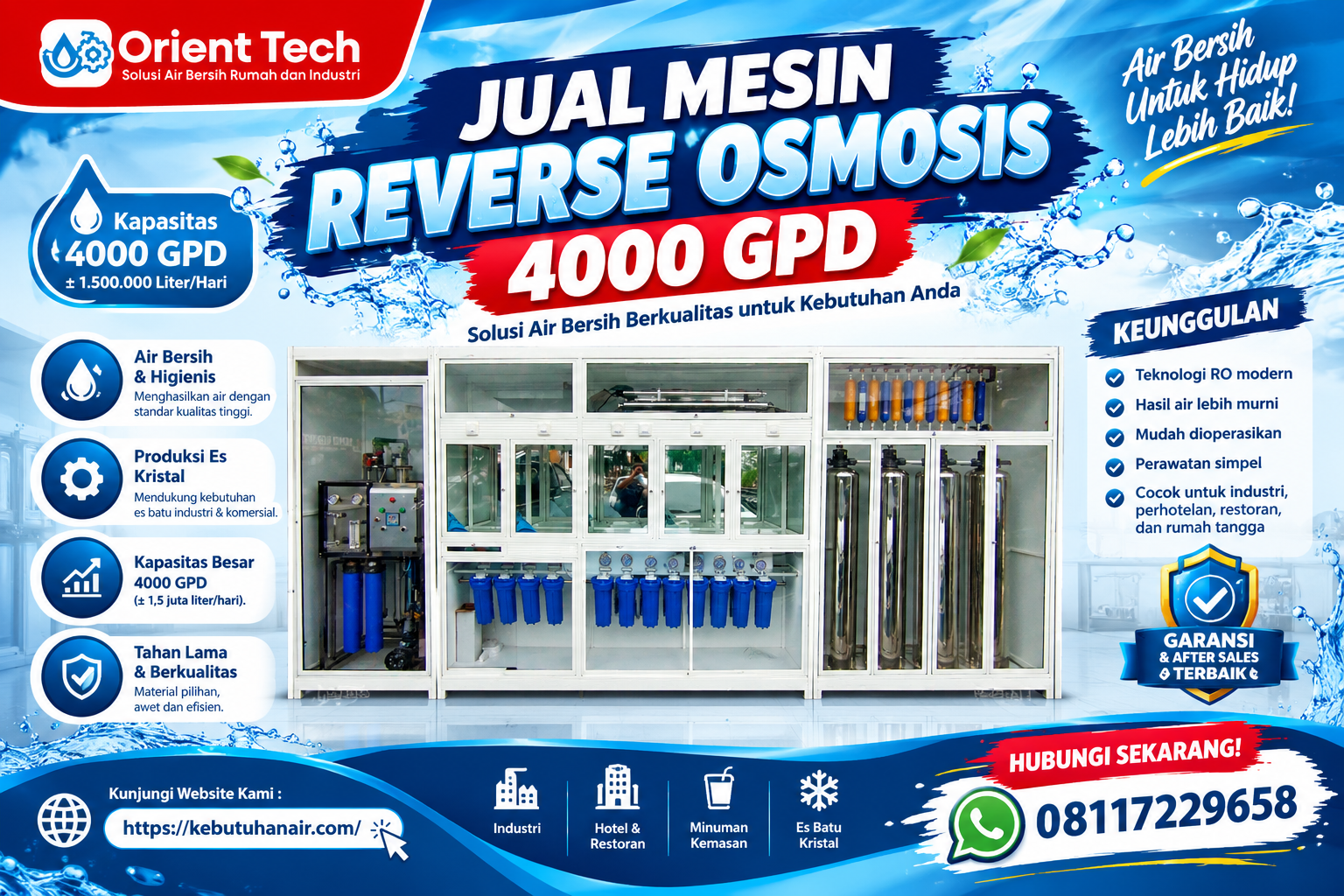 Jual Mesin Reverse Osmosis 4000 GPD