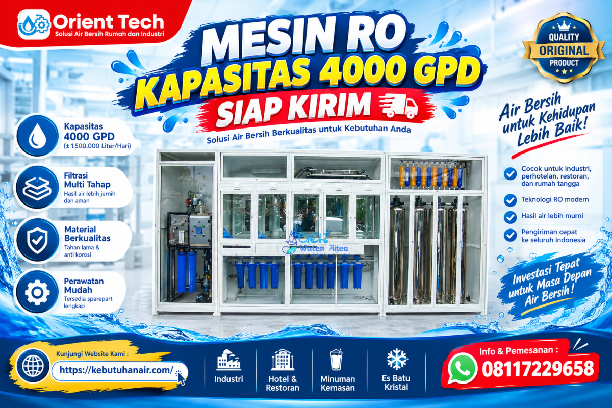 Mesin RO Kapasitas 4000 GPD Siap Kirim