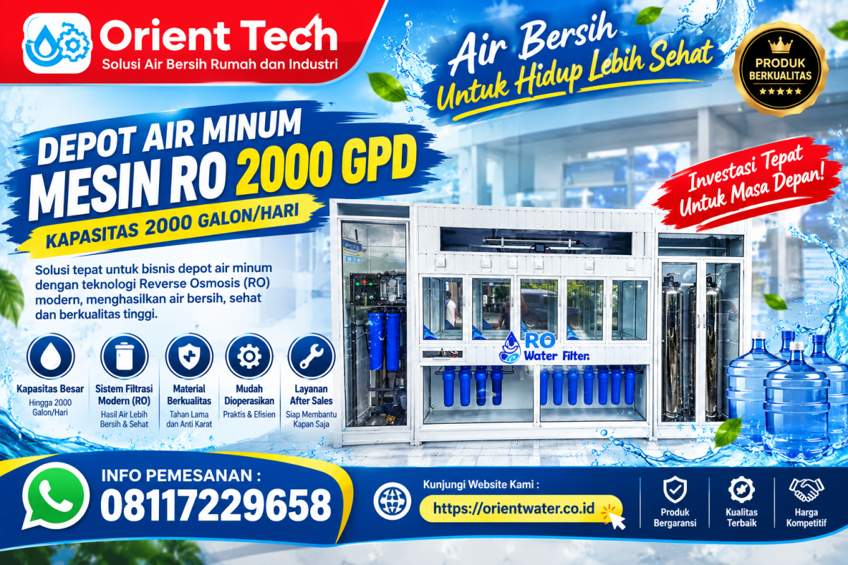 Jual Depo Air Minum 4 in 1 Mesin RO 2000 Gpd