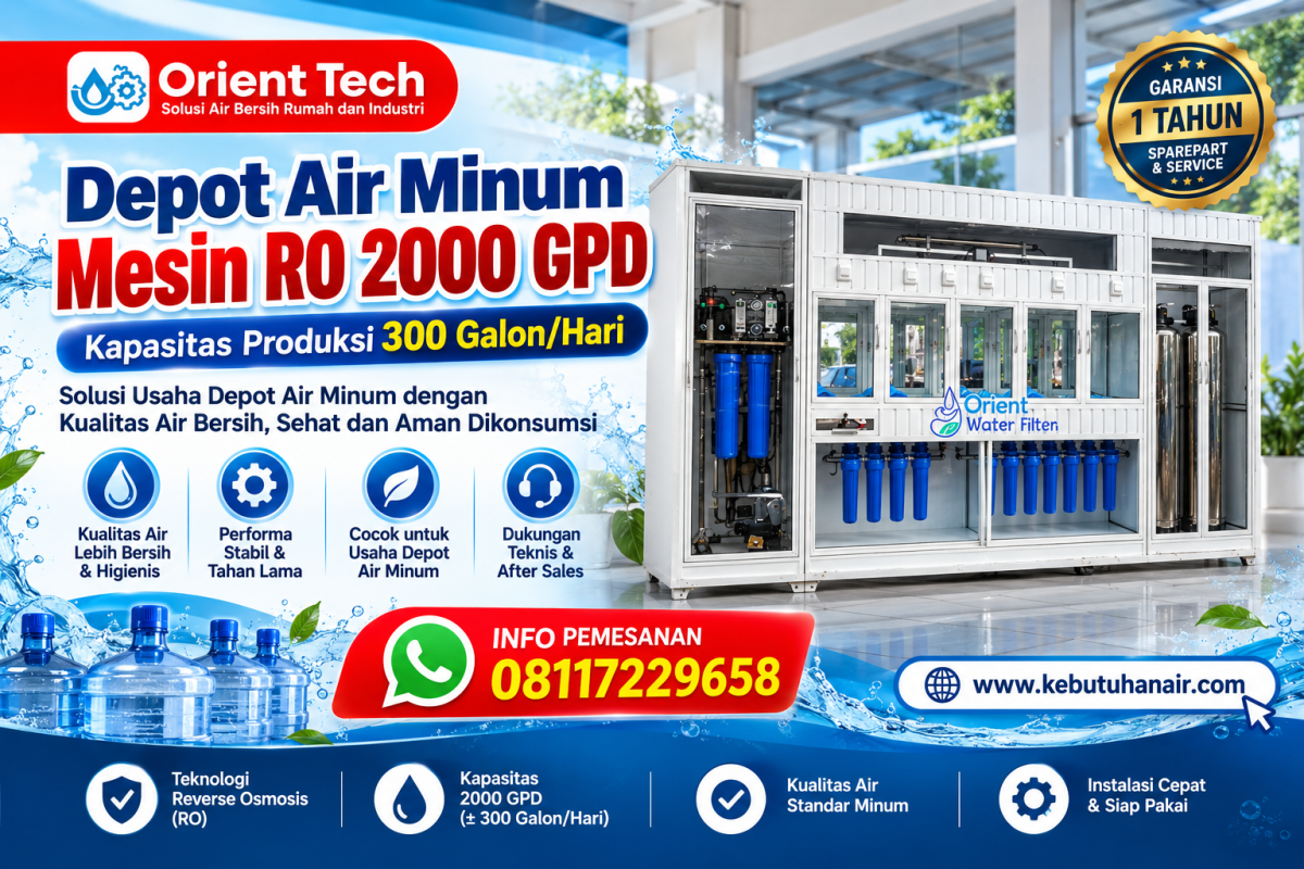 Depot Air Minum Mesin RO 2000 GPD