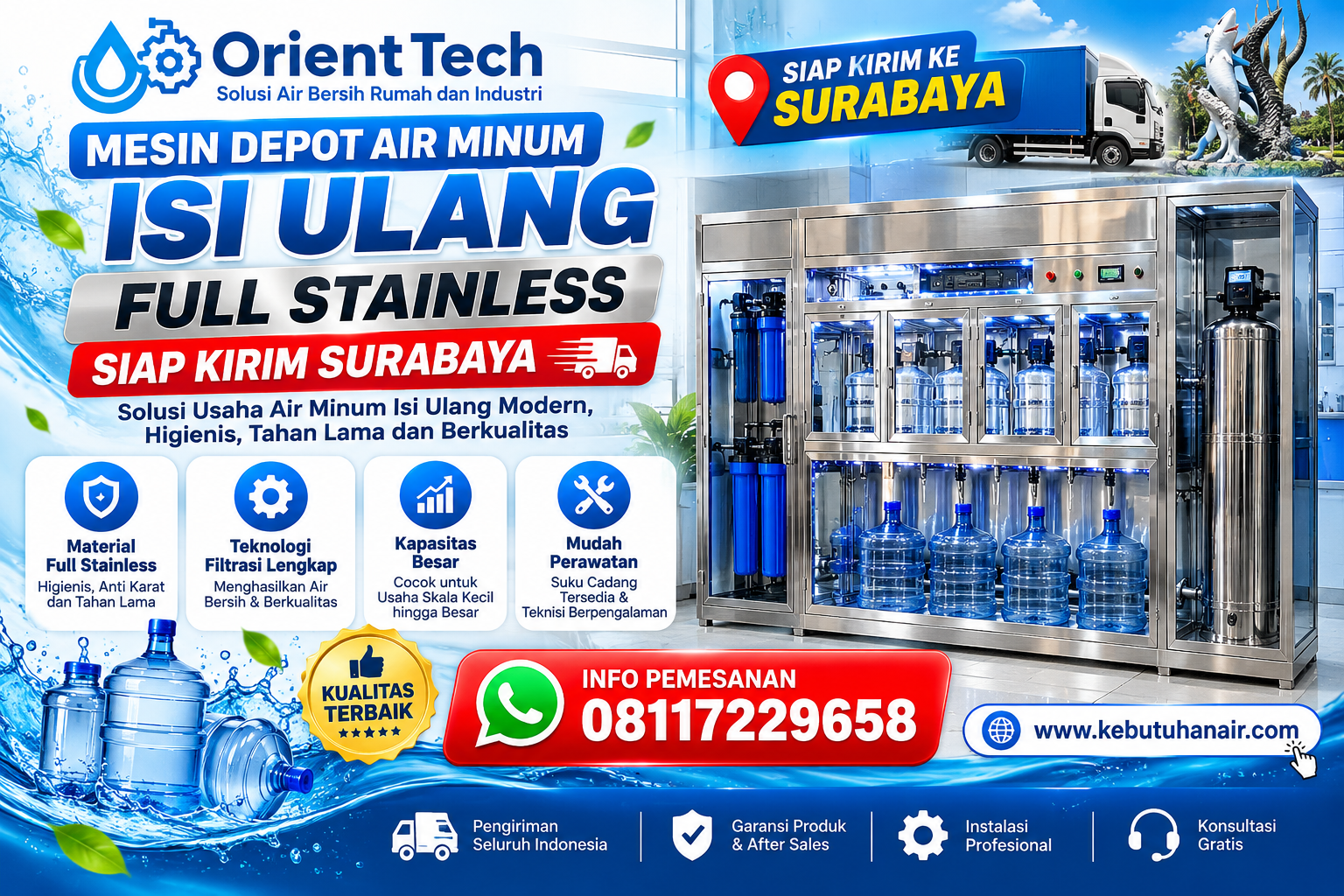 Mesin depot air minum isi ulang full stainless siap kirim Surabaya