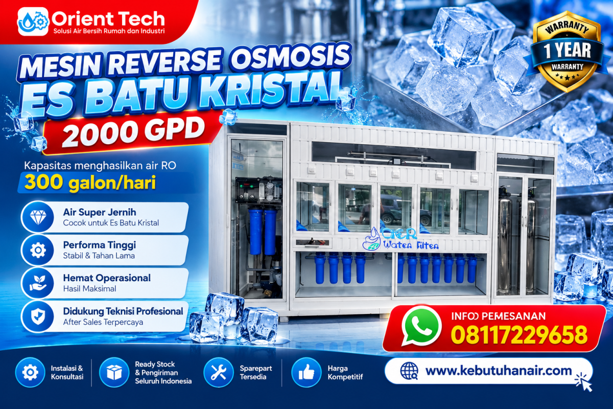 Mesin reverse osmosis es batu kristal 2000 gpd
