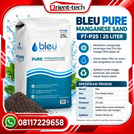 Penguin Media Filter Air Bleu FM-SND25 Manganese Sand untuk media penyaring air yang membantu mengurangi kandungan besi dan mangan pada air sumur dan air tanah.