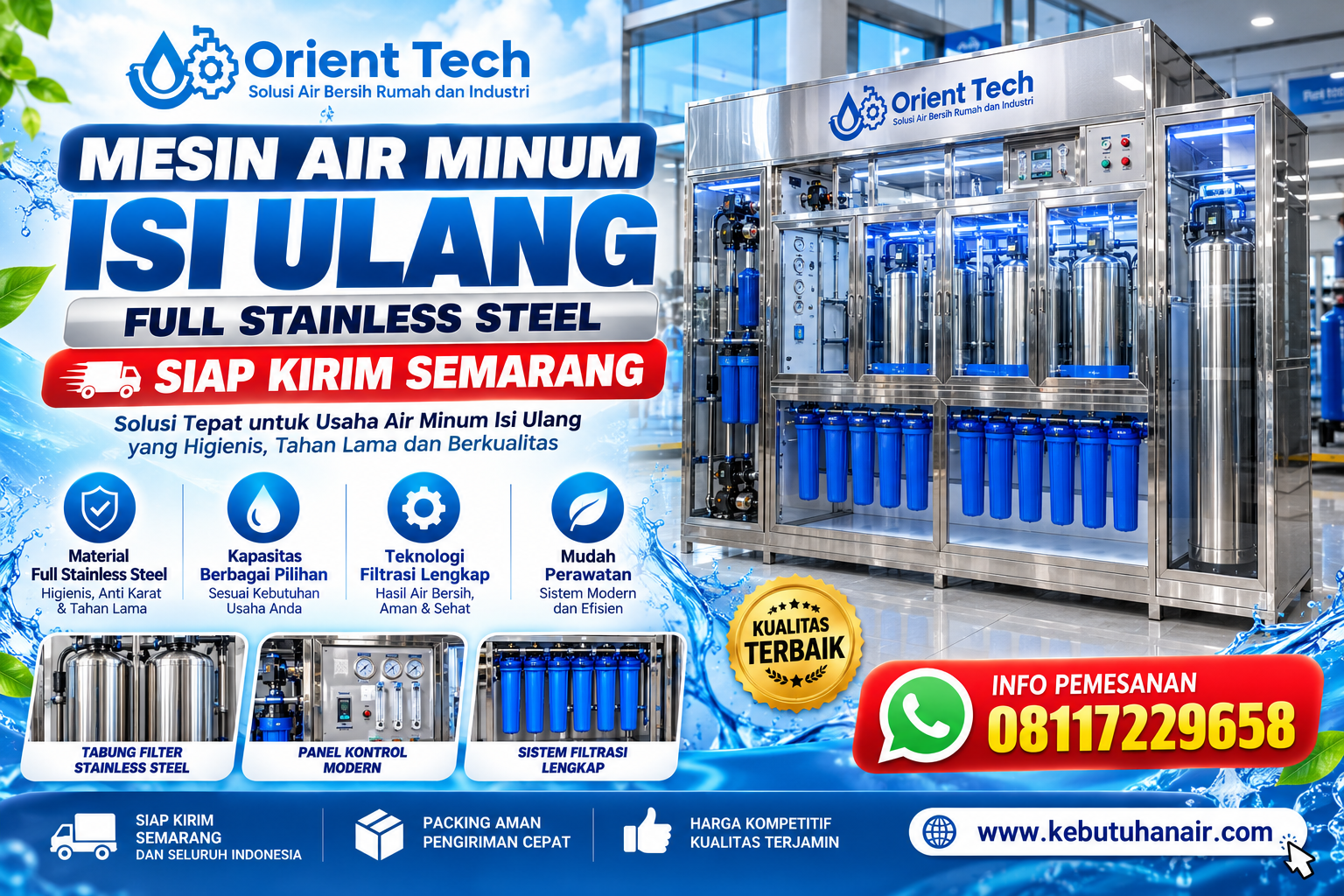 Mesin air minum isi ulang full stainless siap kirim Semarang